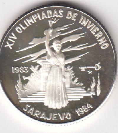 Beschrijving: 5 Pesos W-OLYMPIC 84 TORCH
